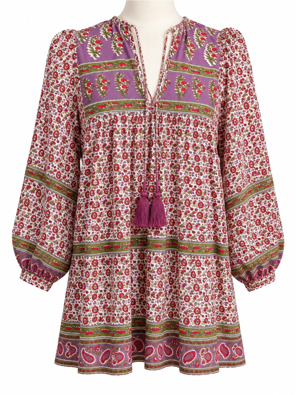 NWT Mille Charlie Top Heirloom Floral Tassel Blouse XS $188